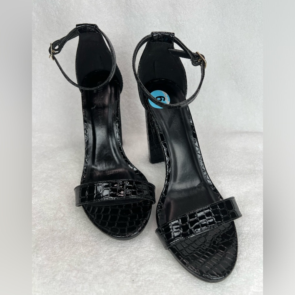 Wild Diva, black animal print chunky heels. - Picture 2 of 6